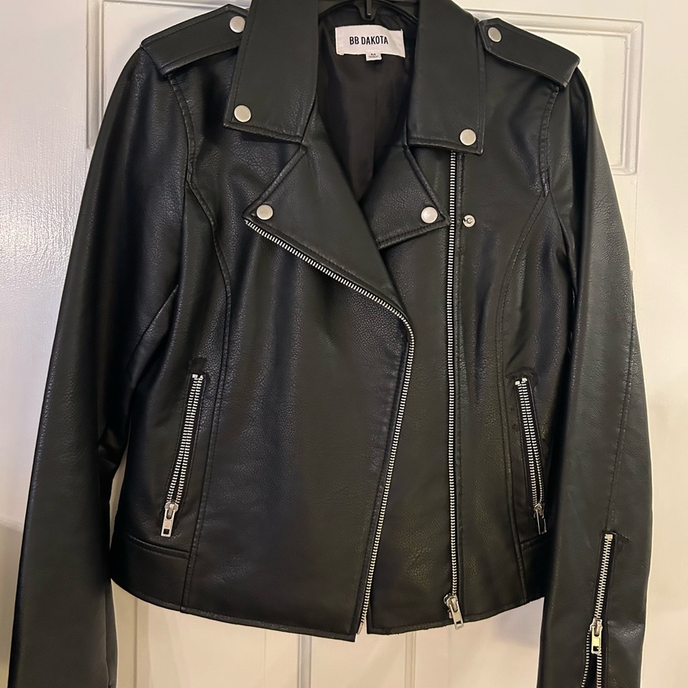 BB Dakota Women's Dark Leather Moto Jacket